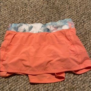Lululemon orange workout skirt